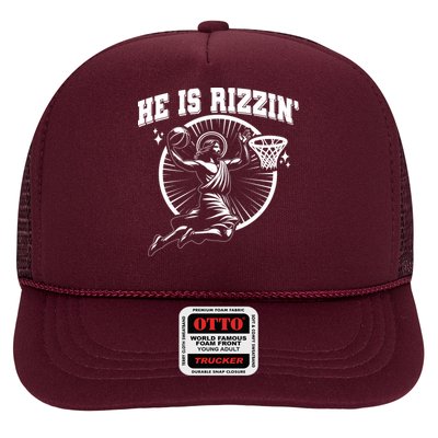 Easter He Is Rizzin Jesus Basketball Trucker Hat