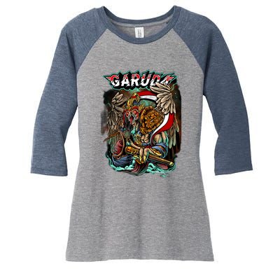 Eagle Holding Knife Women's Tri-Blend 3/4-Sleeve Raglan Shirt