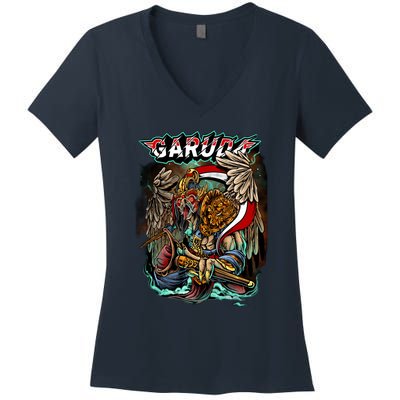 Eagle Holding Knife Women's V-Neck T-Shirt