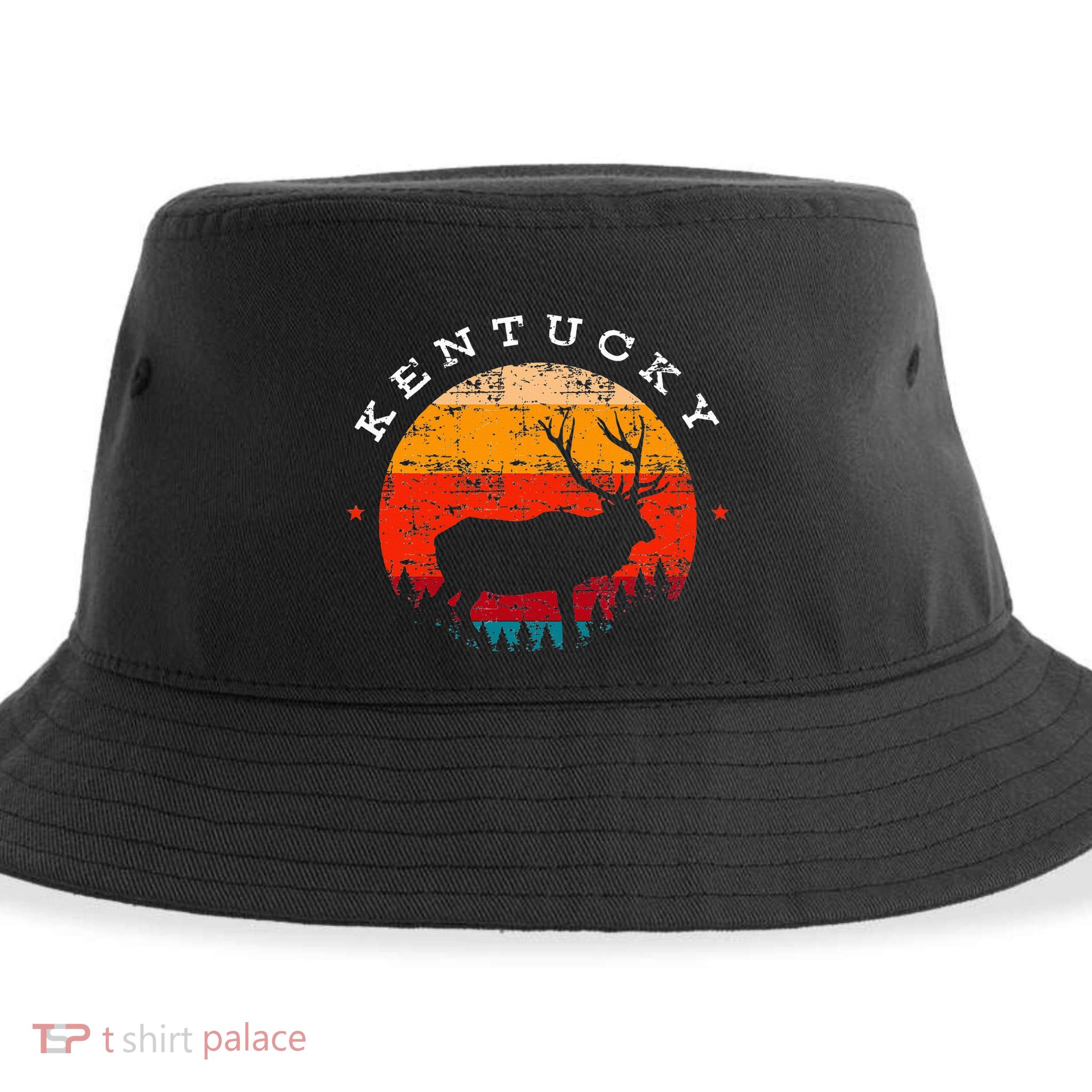 Elk Hunting Kentucky Souvenir Hunting Deer Sustainable Bucket Hat