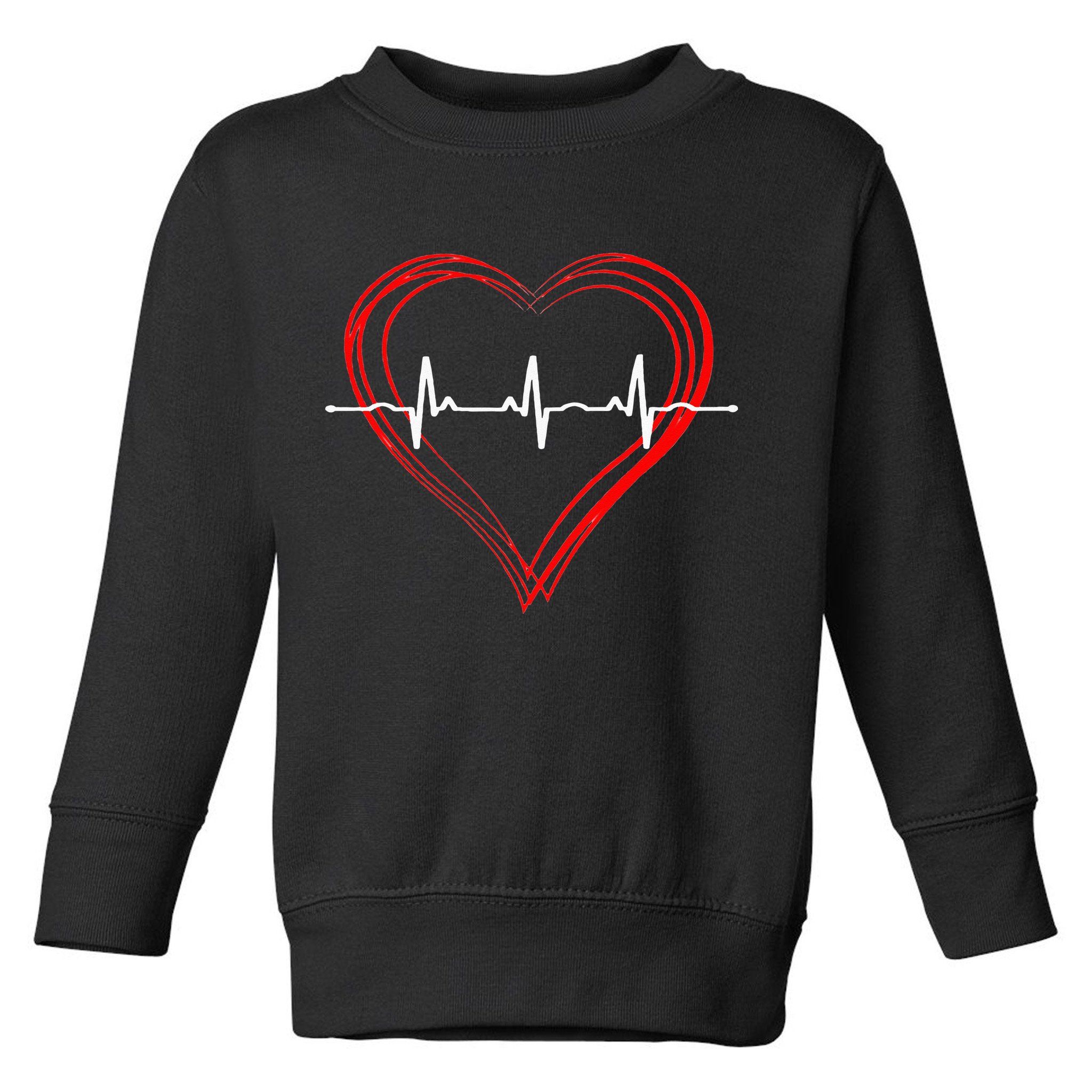 EKG Heartbeat Love Cardiogram Hollow ECG Heart Toddler Sweatshirt