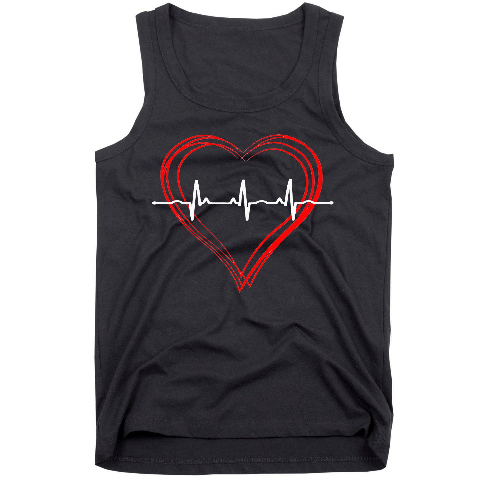 EKG Heartbeat Love Cardiogram Hollow ECG Heart Tank Top