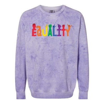 Equality Handsign Lgbtq Supporter Colorblast Crewneck Sweatshirt