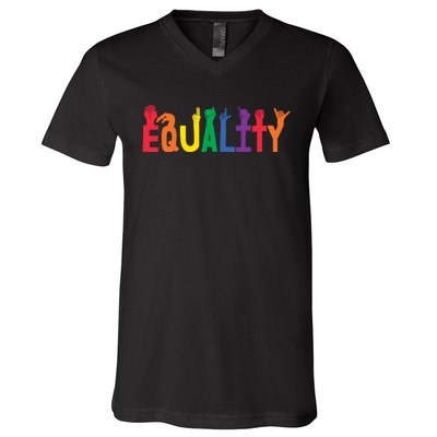 Equality Handsign Lgbtq Supporter V-Neck T-Shirt