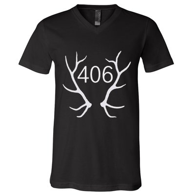 Elk Hunting Montana 406 Apparel V-Neck T-Shirt