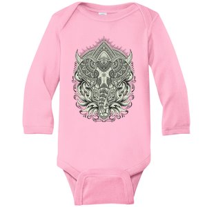 Elephant Head Mandala Baby Long Sleeve Bodysuit