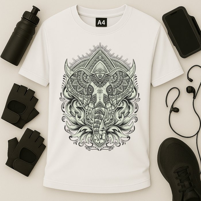 Elephant Head Mandala Cooling Performance Crew T-Shirt