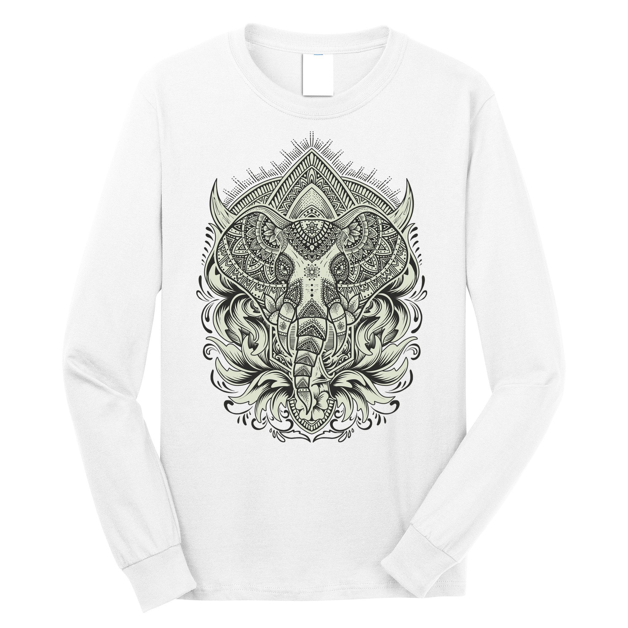 Elephant Head Mandala Long Sleeve Shirt