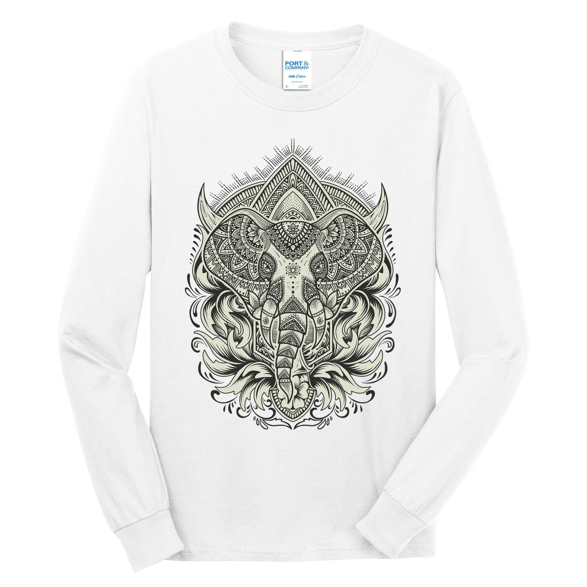 Elephant Head Mandala Tall Long Sleeve T-Shirt