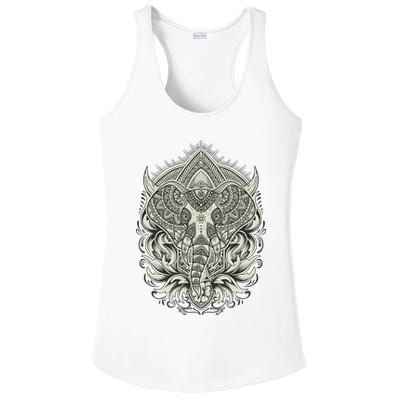 Elephant Head Mandala Ladies PosiCharge Competitor Racerback Tank