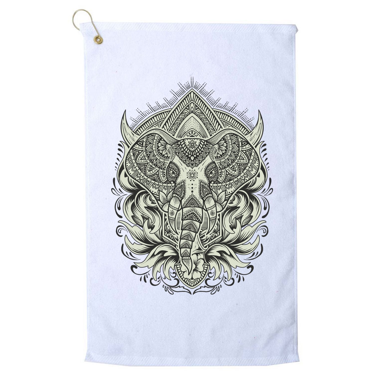 Elephant Head Mandala Golf Towel