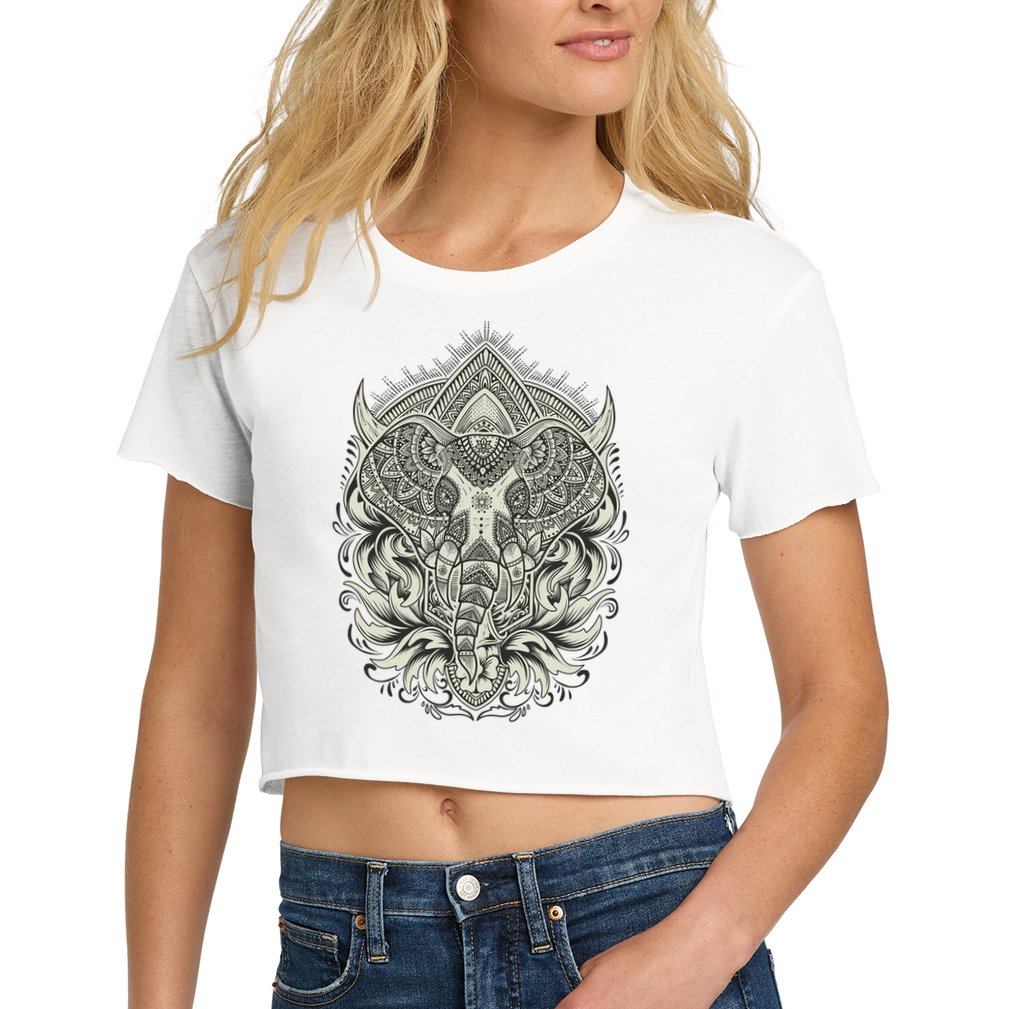 Elephant Head Mandala Women's Crop Top Tee