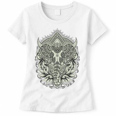 Elephant Head Mandala Womens T-Shirt