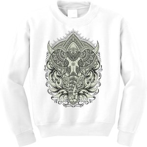 Elephant Head Mandala Kids Sweatshirt