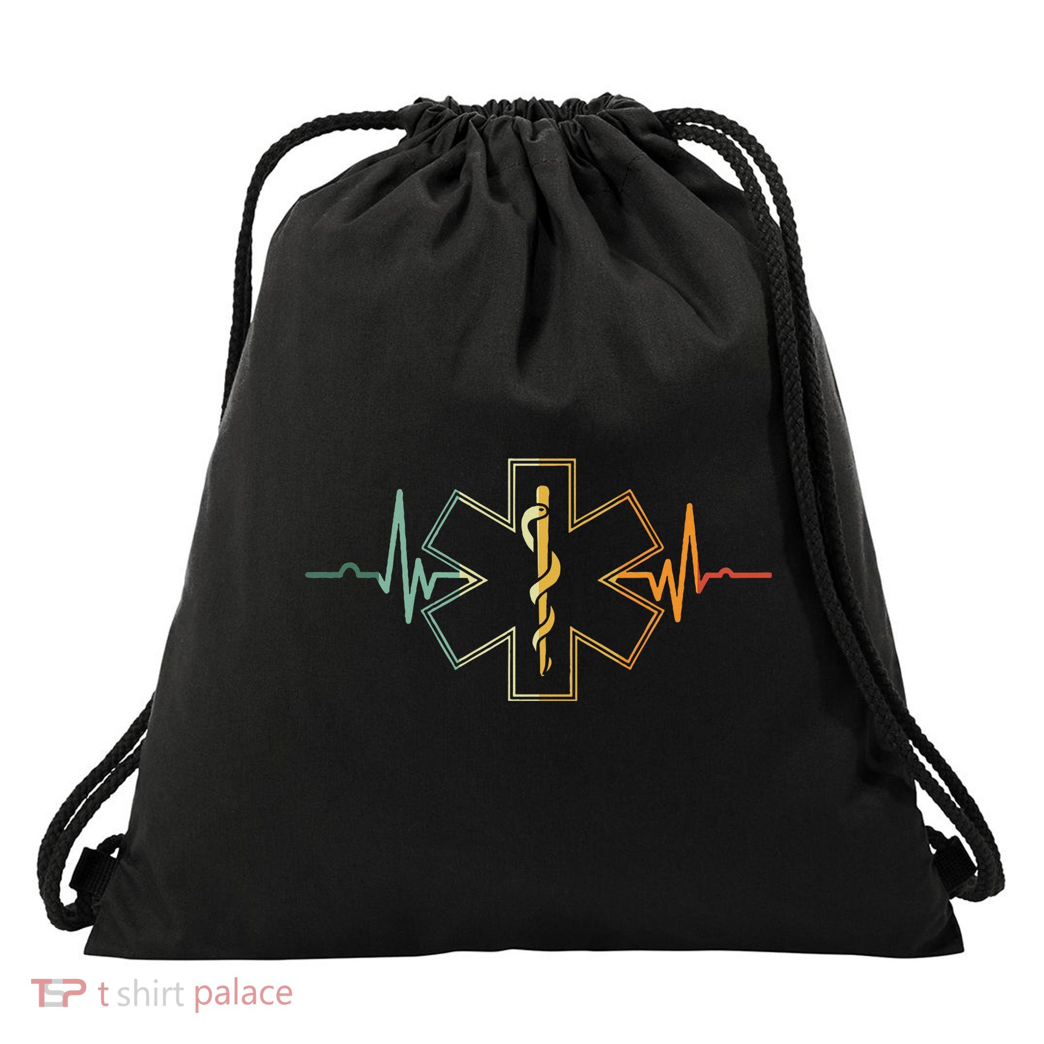 Emt Heartbeat Medical Worker First Responder Health Worker Drawstring Bag