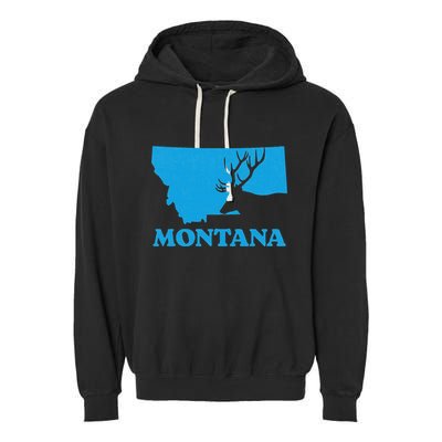 Elk Hunting Montana Deer Elk Hunter Mt State Garment-Dyed Fleece Hoodie