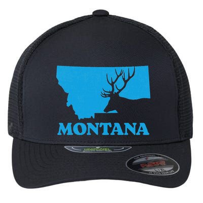 Elk Hunting Montana Deer Elk Hunter Mt State Flexfit Unipanel Trucker Cap