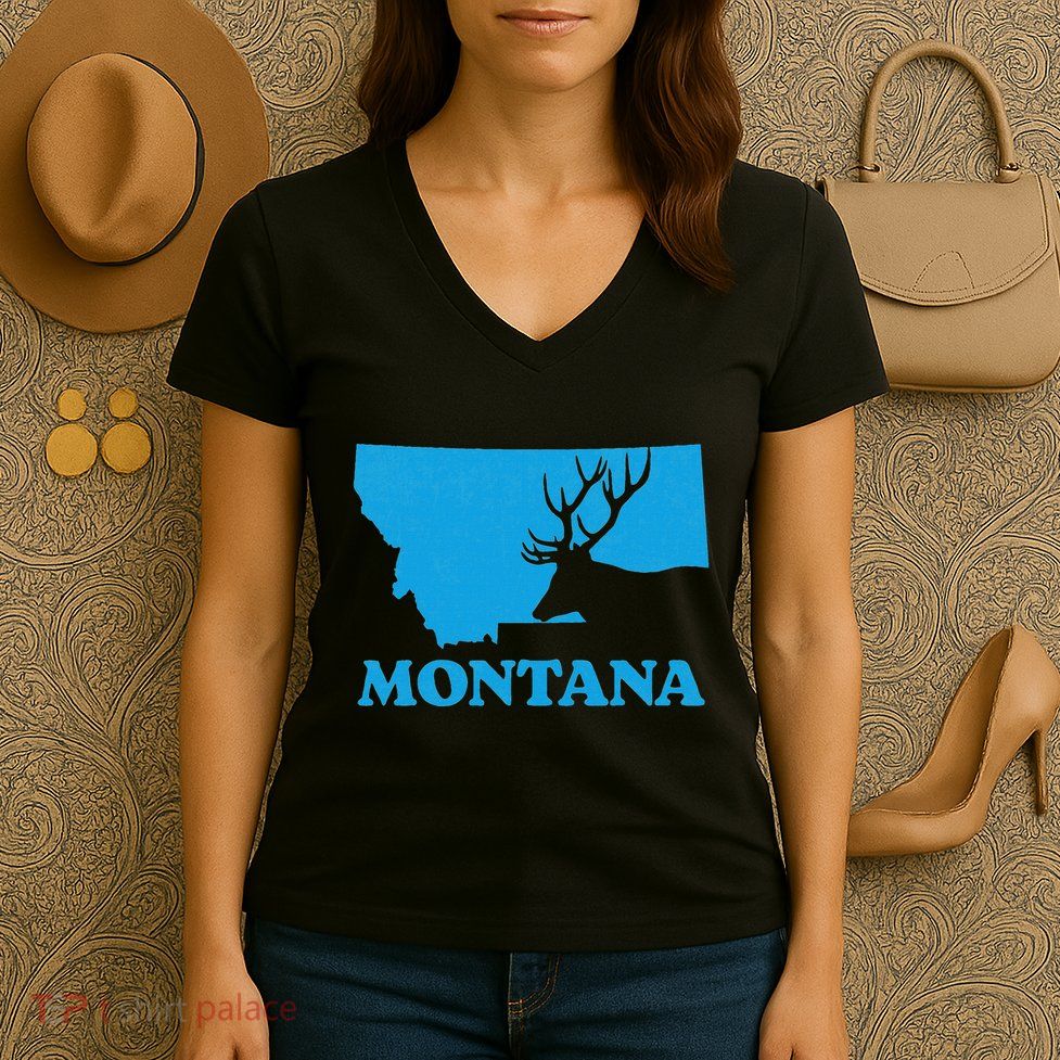 Elk Hunting Montana Deer Elk Hunter Mt State Women's V-Neck T-Shirt
