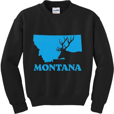Elk Hunting Montana Deer Elk Hunter Mt State Kids Sweatshirt
