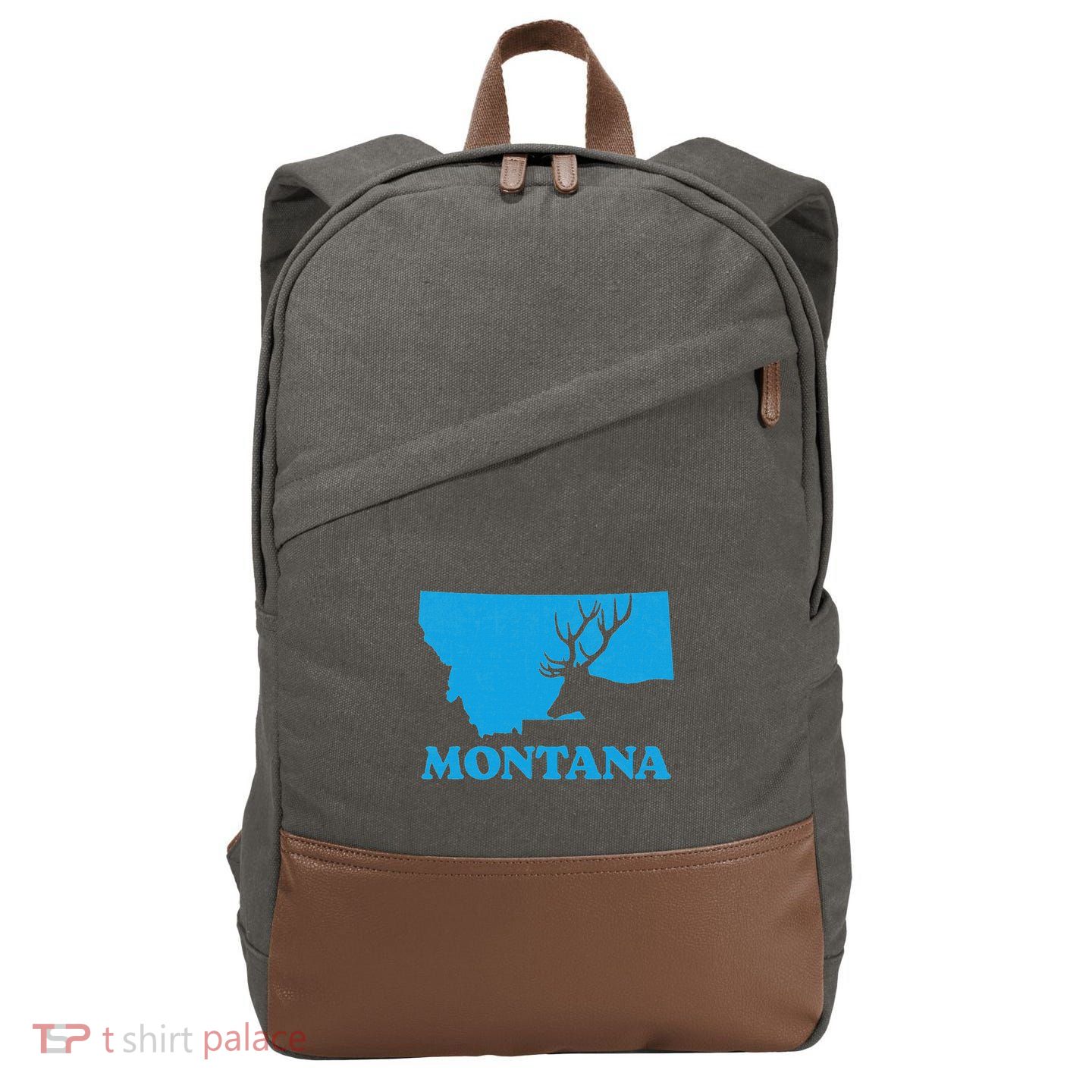 Elk Hunting Montana Deer Elk Hunter Mt State Cotton Canvas Backpack