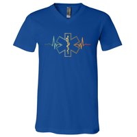 Emt Heartbeat Medical Worker First Responder Health Worker Gift V-Neck T-Shirt