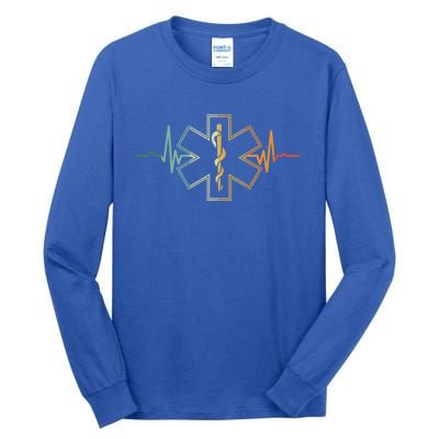 Emt Heartbeat Medical Worker First Responder Health Worker Gift Tall Long Sleeve T-Shirt