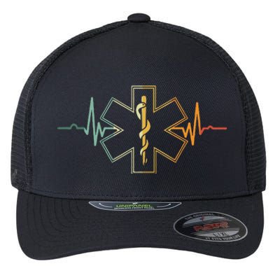 EMT Heartbeat Medical Worker First Responder Health Worker Flexfit Unipanel Trucker Cap