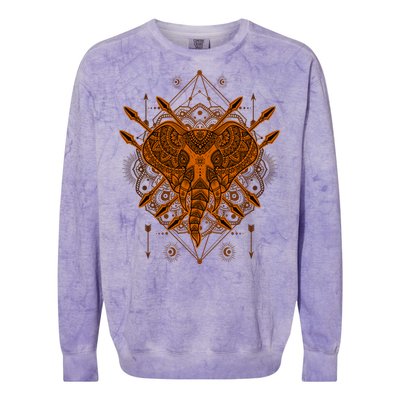 Elephant Head Mandala Colorblast Crewneck Sweatshirt