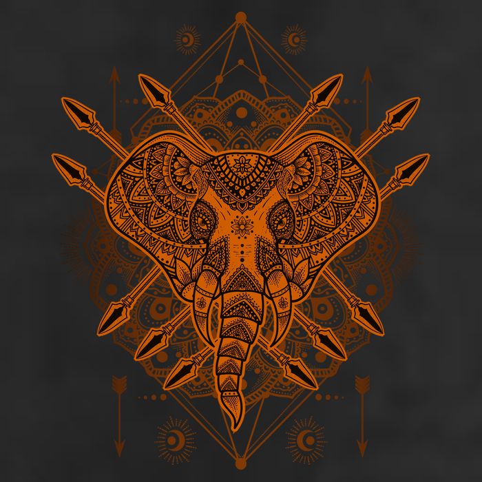 Elephant Head Mandala 7 Panel Mesh Trucker Snapback Hat