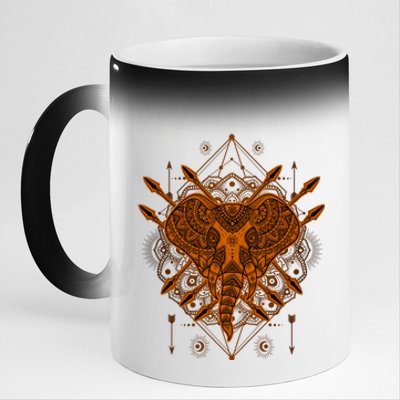 Elephant Head Mandala 11oz Black Color Changing Mug