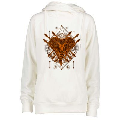 Elephant Head Mandala Womens Funnel Neck Pullover Hood