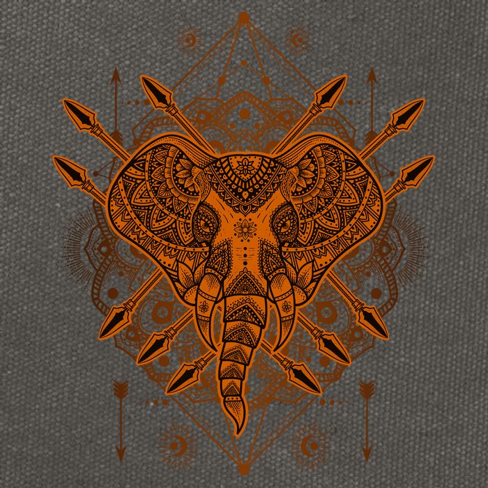 Elephant Head Mandala Cotton Canvas Backpack