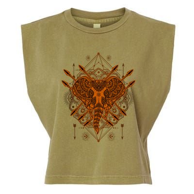 Elephant Head Mandala Garment-Dyed Women's Muscle Tee