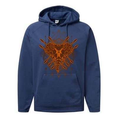 Elephant Head Mandala Performance Fleece Hoodie