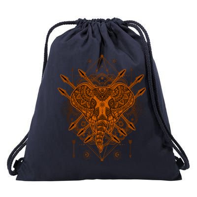 Elephant Head Mandala Drawstring Bag