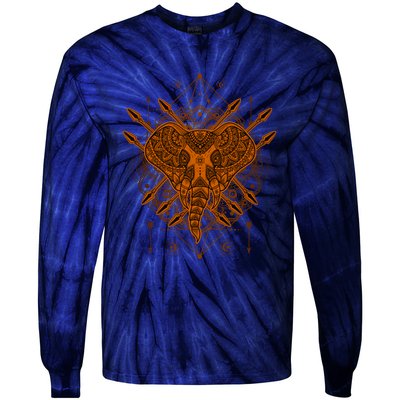 Elephant Head Mandala Tie-Dye Long Sleeve Shirt