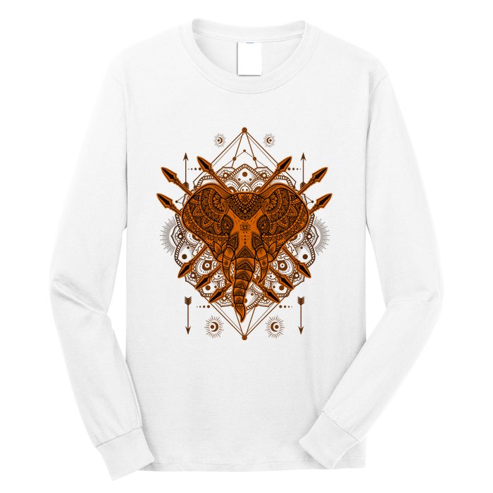 Elephant Head Mandala Long Sleeve Shirt