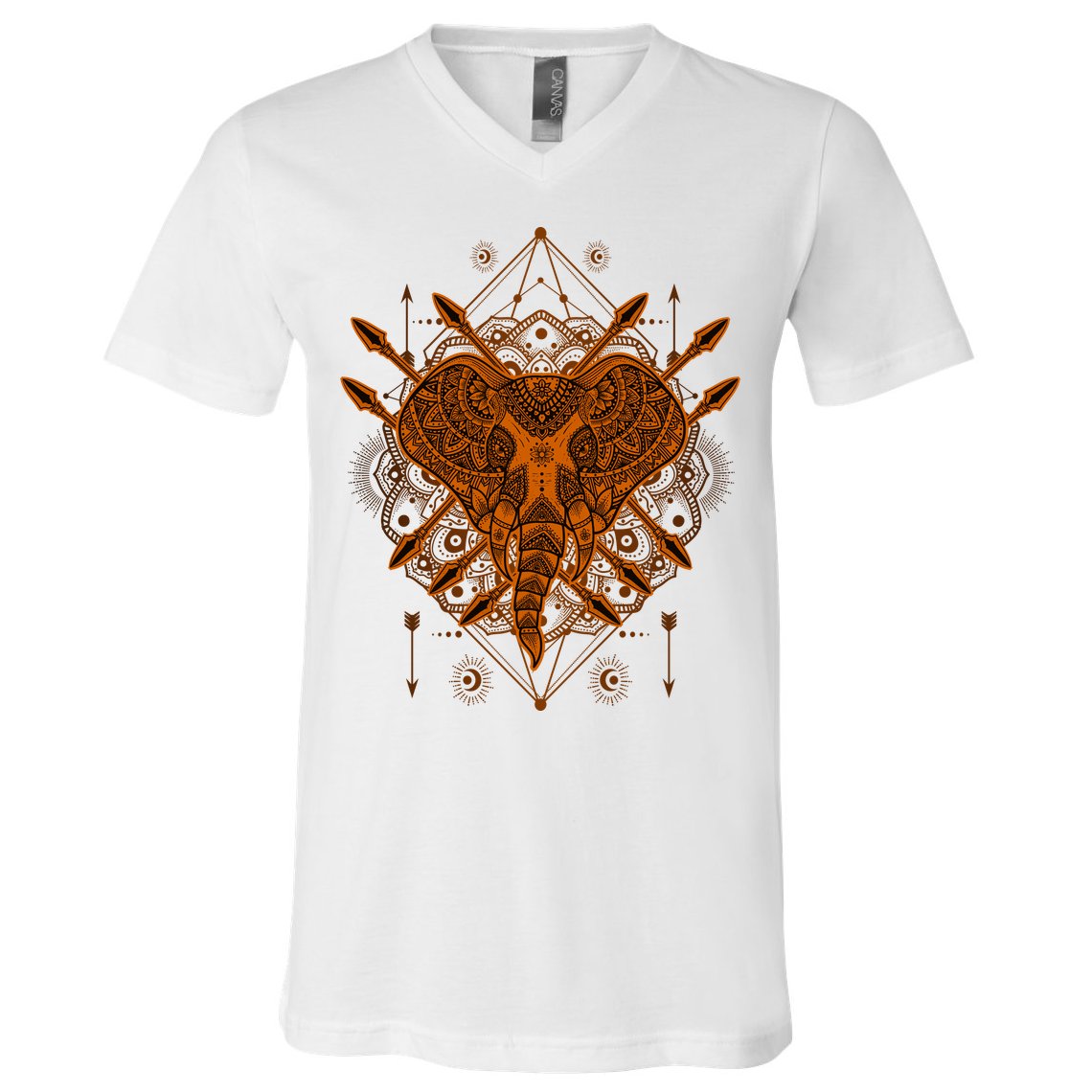 Elephant Head Mandala V-Neck T-Shirt