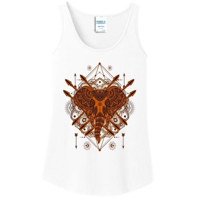 Elephant Head Mandala Ladies Essential Tank