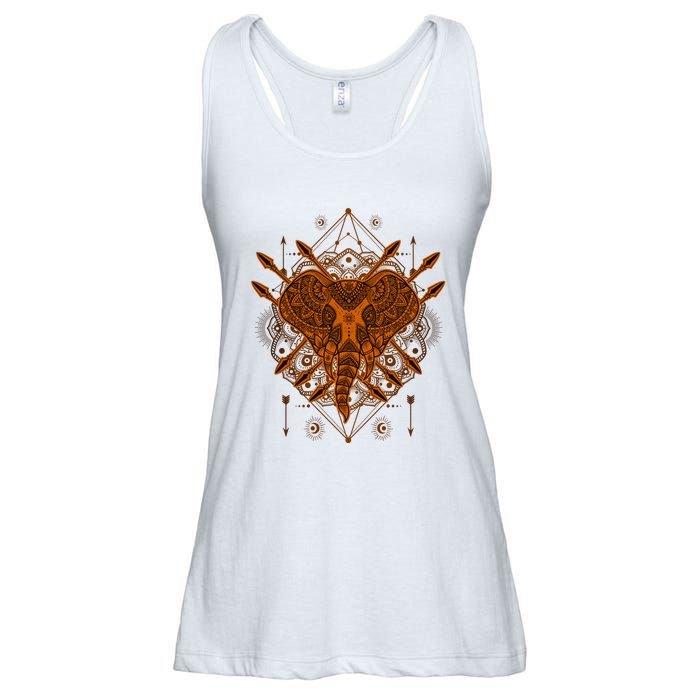 Elephant Head Mandala Ladies Essential Flowy Tank