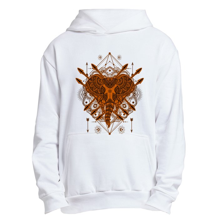 Elephant Head Mandala Urban Pullover Hoodie