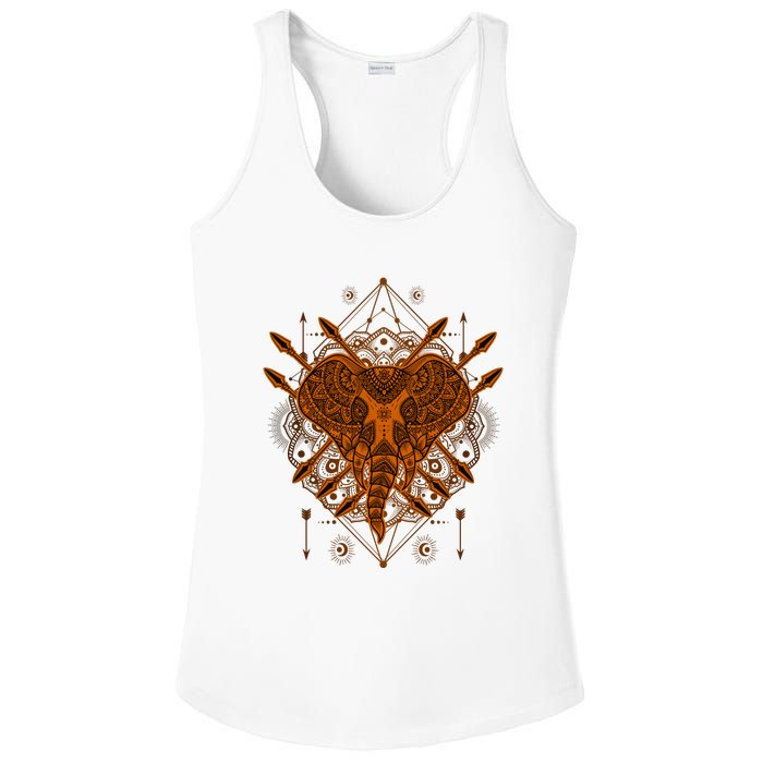 Elephant Head Mandala Ladies PosiCharge Competitor Racerback Tank