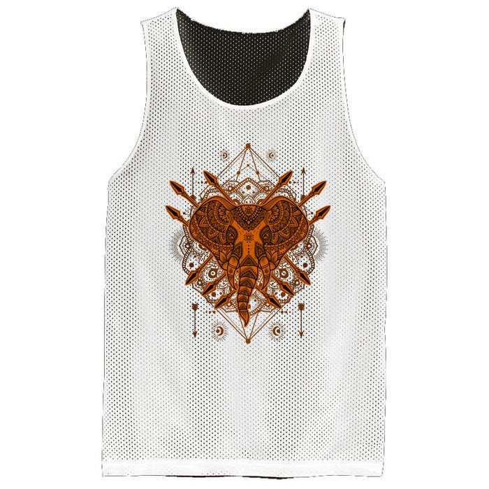 Elephant Head Mandala Mesh Reversible Basketball Jersey Tank