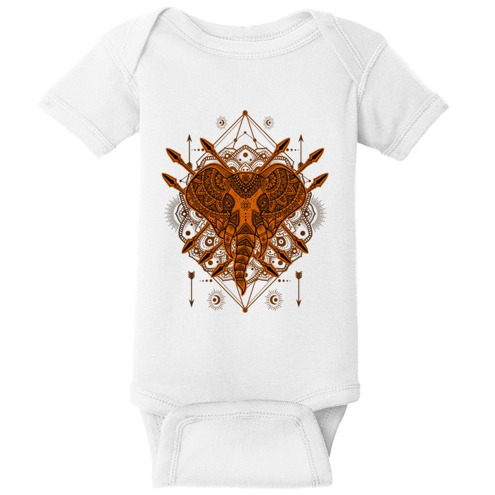 Elephant Head Mandala Baby Bodysuit