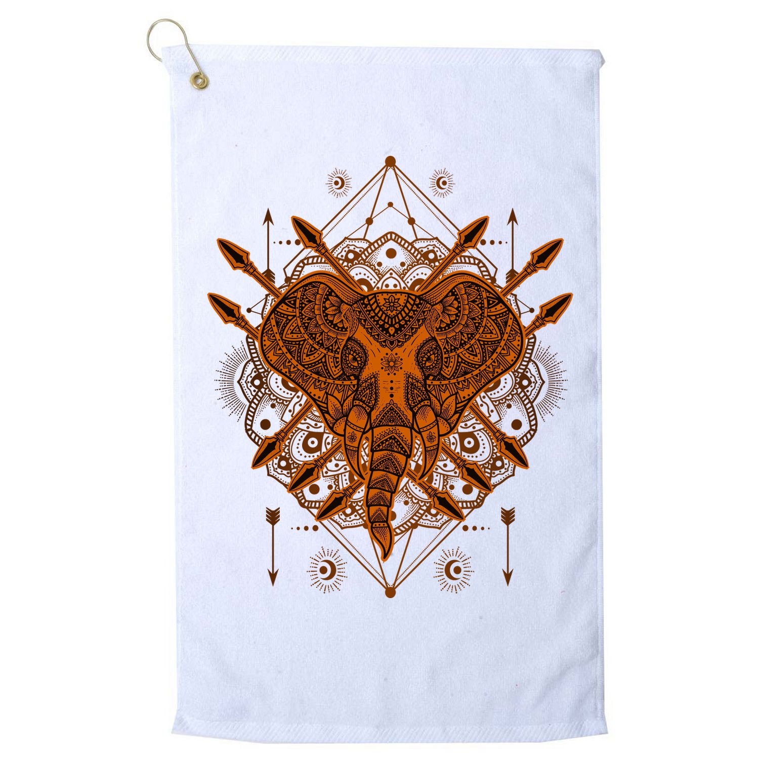 Elephant Head Mandala Golf Towel