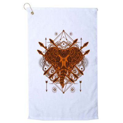 Elephant Head Mandala Platinum Collection Golf Towel