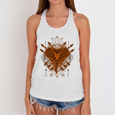 Elephant Head Mandala Women's Knotted Racerback Tank