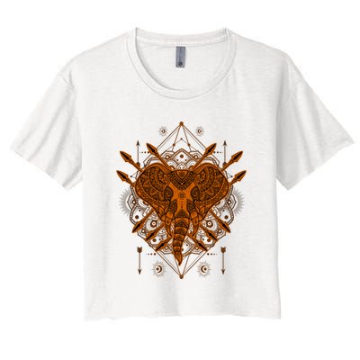 Elephant Head Mandala Women's Crop Top Tee