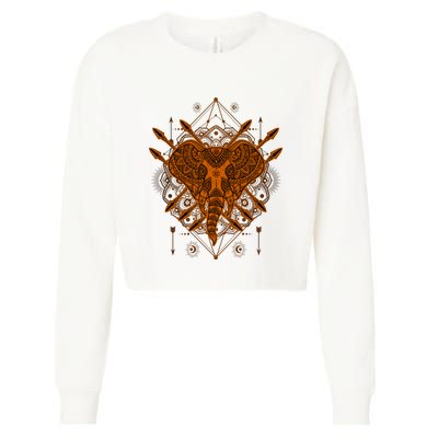 Elephant Head Mandala Cropped Pullover Crew