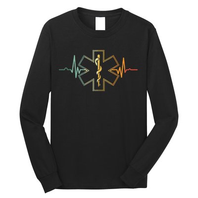 EMT Heartbeat Medical Worker First Responder Health Worker Long Sleeve Shirt